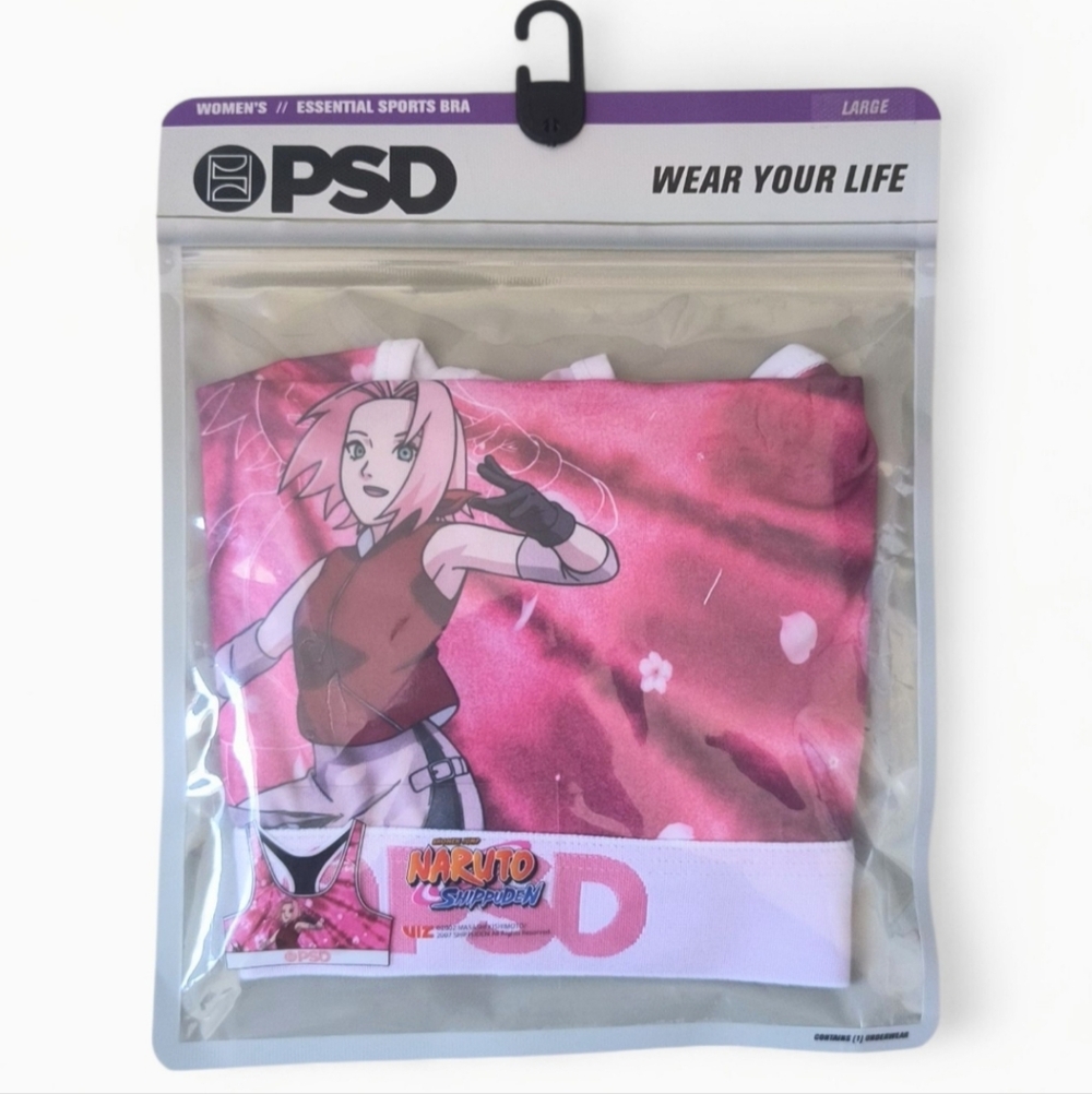 PSD Naruto Sakura Pink Floral Sports Bra Size Large